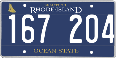 RI license plate 167204