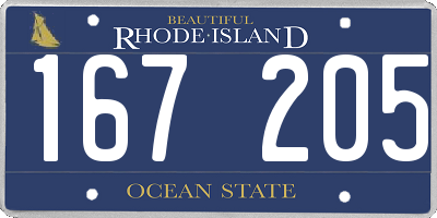 RI license plate 167205