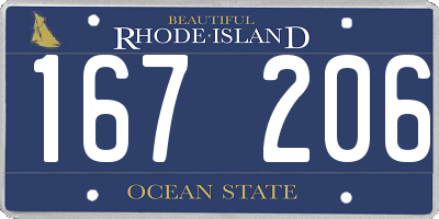 RI license plate 167206