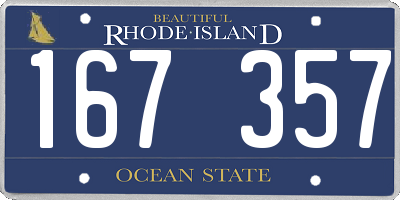 RI license plate 167357