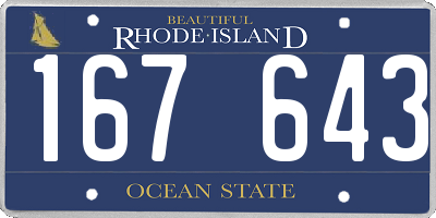 RI license plate 167643
