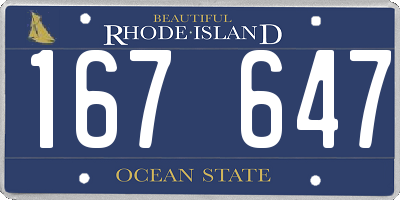 RI license plate 167647