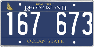RI license plate 167673