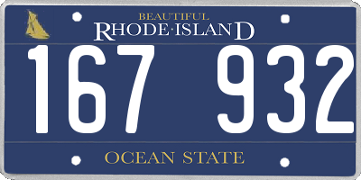 RI license plate 167932