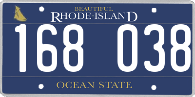 RI license plate 168038