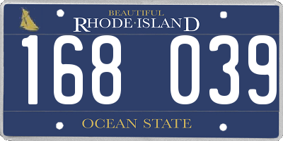 RI license plate 168039