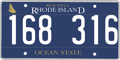 RI license plate 168316