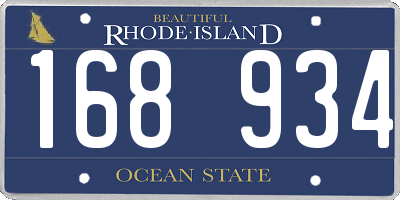 RI license plate 168934