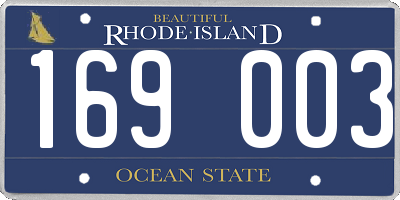 RI license plate 169003