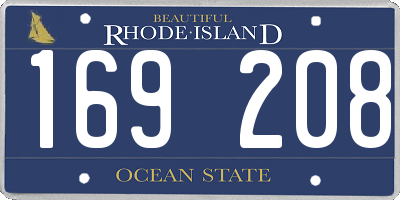 RI license plate 169208
