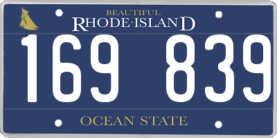 RI license plate 169839