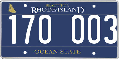RI license plate 170003