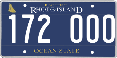 RI license plate 172000