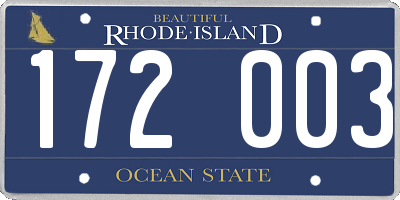RI license plate 172003