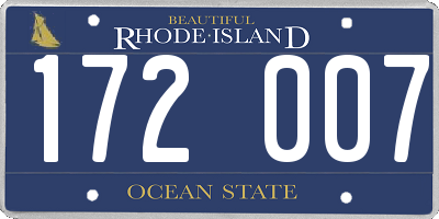 RI license plate 172007