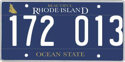 RI license plate 172013