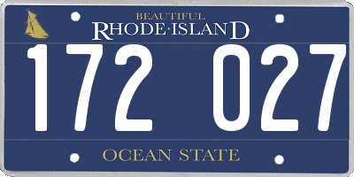 RI license plate 172027