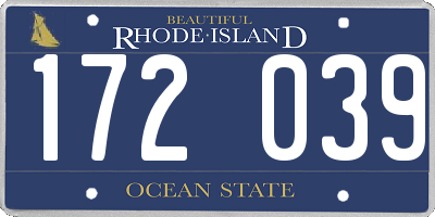 RI license plate 172039