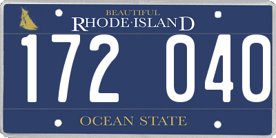 RI license plate 172040