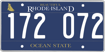 RI license plate 172072