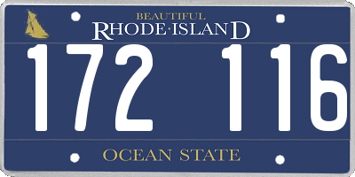 RI license plate 172116