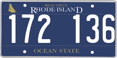 RI license plate 172136