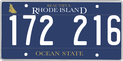 RI license plate 172216