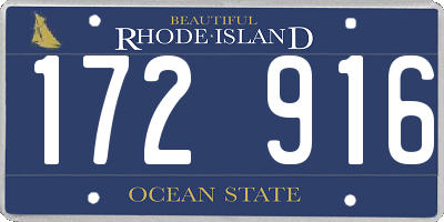 RI license plate 172916