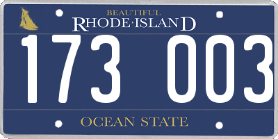 RI license plate 173003