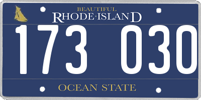 RI license plate 173030