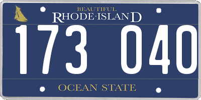 RI license plate 173040