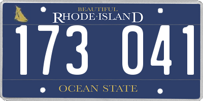 RI license plate 173041