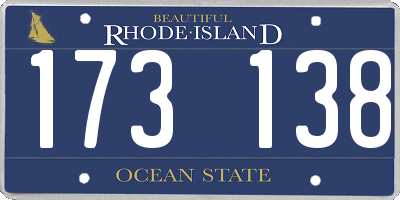 RI license plate 173138