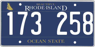 RI license plate 173258