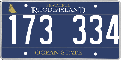 RI license plate 173334