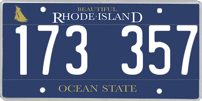 RI license plate 173357
