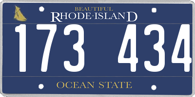 RI license plate 173434