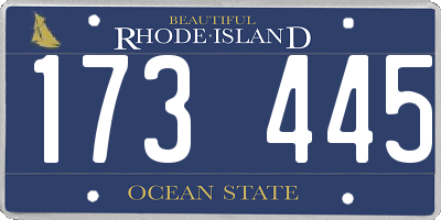 RI license plate 173445