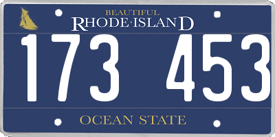 RI license plate 173453