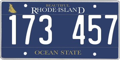 RI license plate 173457