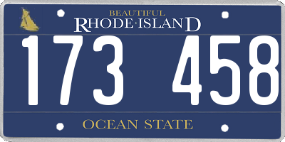 RI license plate 173458