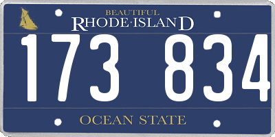 RI license plate 173834