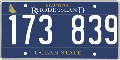 RI license plate 173839