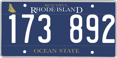 RI license plate 173892