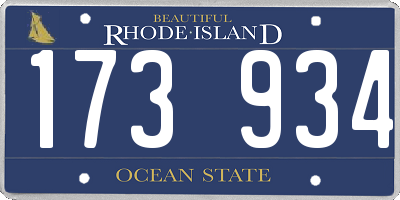 RI license plate 173934