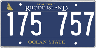 RI license plate 175757