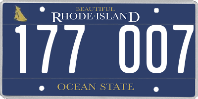 RI license plate 177007