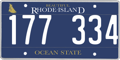 RI license plate 177334