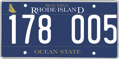 RI license plate 178005