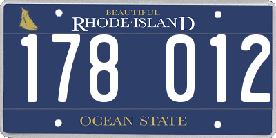 RI license plate 178012
